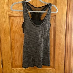 Gray Lululemon Tank Top with Black Built In Bra